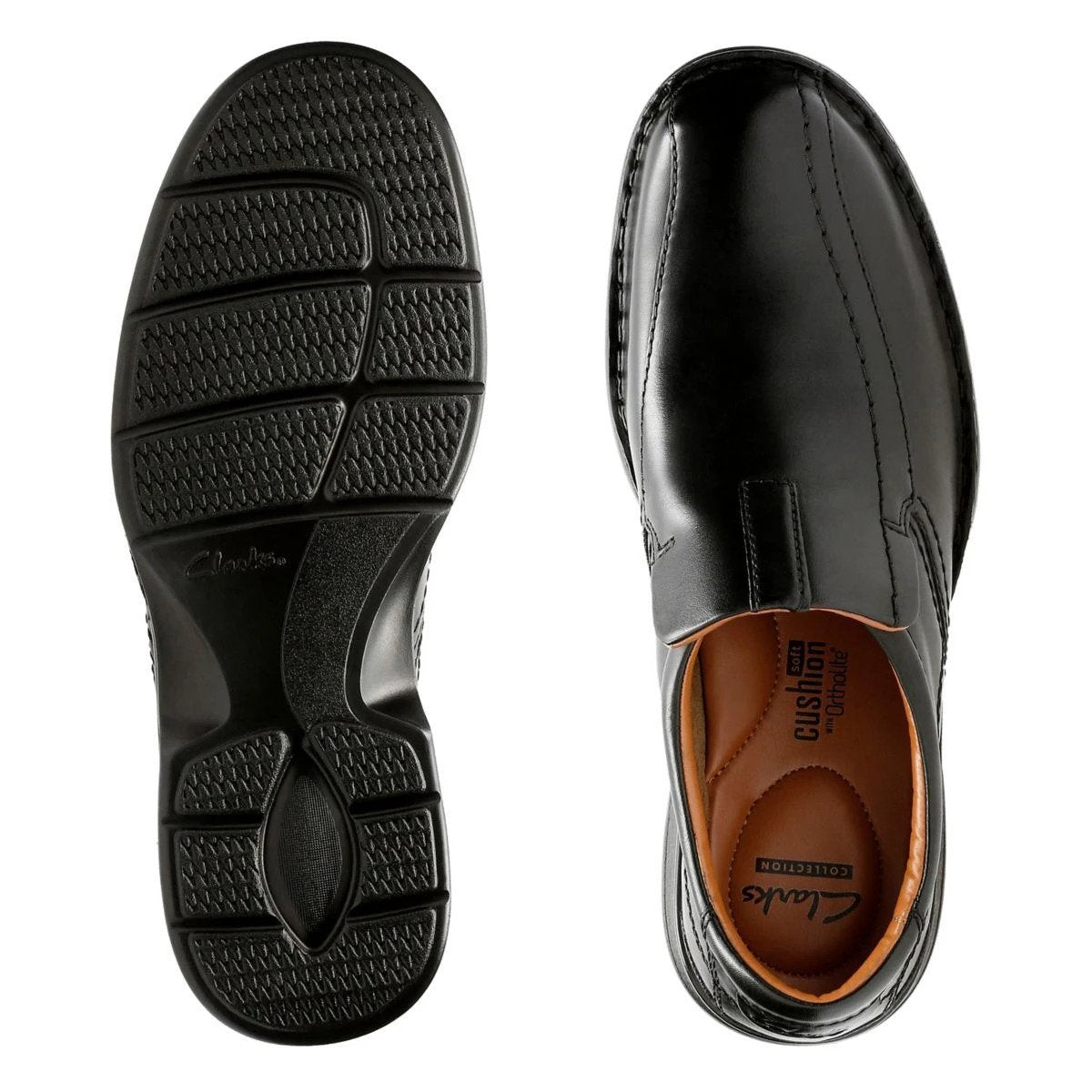 CLARKS Escalade Step Black Leather Mens Clarks Collection
